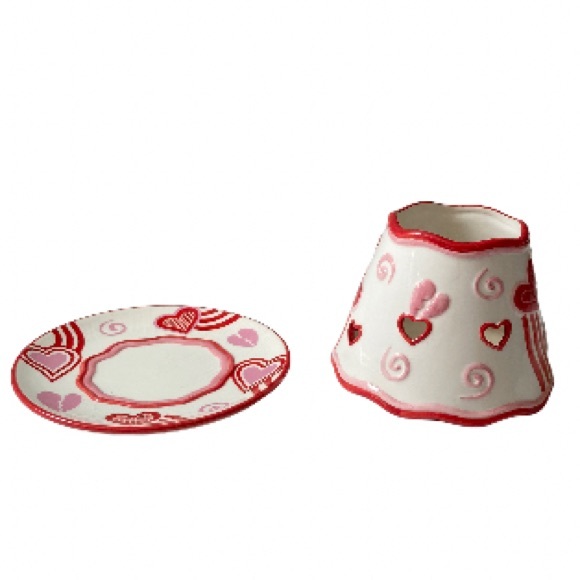 Yankee Candle Candle Jar Topper & Plate Valentine's Day Hearts- 4.5" x 6.5"